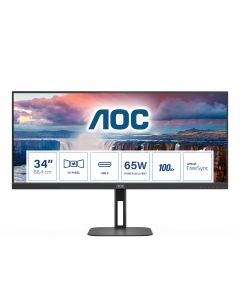 AOC | Monitor | U34V5C/BK | 34 " | VA | 21:9 | 100 Hz | 4 ms | 3440 x 1440 pixels | HDMI ports quantity 1 | Black
