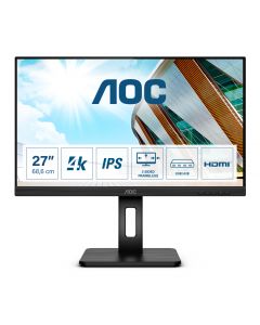 AOC | Monitor | U27P2 | 27 " | IPS | UHD | 16:9 | 60 Hz | 4 ms | 3840 x 2160 | 350 cd/m² | Headphone out (3.5mm) | HDMI ports quantity | Black | Warranty 36 month(s)