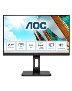AOC | USB-C Hub Monitor | Q27P2CA | 27 " | IPS | QHD | 16:9 | 75 Hz | 4 ms | 2560 x 1440 | 300 cd/m² | HDMI ports quantity 2 | Black | Warranty 36 month(s)